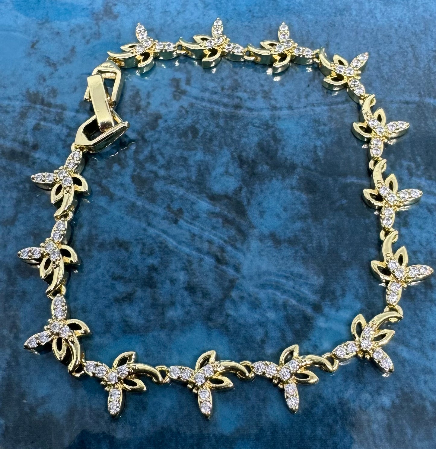 Gold and Micro Pave Dragon-Fly Fancy Bracelet