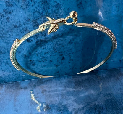 I Fly Gold Filled Airplane Bangle