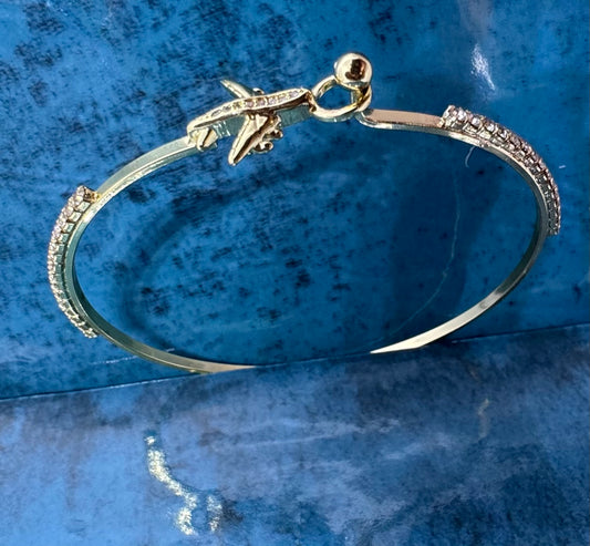 I Fly Gold Filled Airplane Bangle