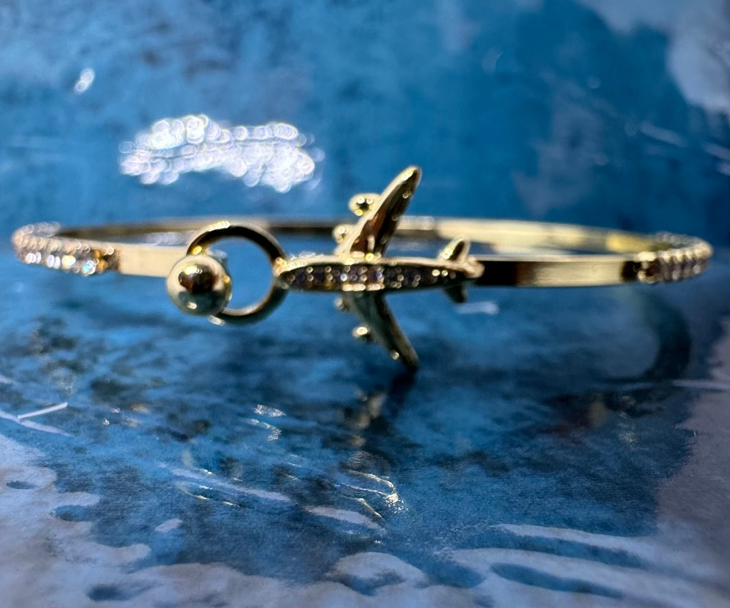I Fly Gold Filled Airplane Bangle