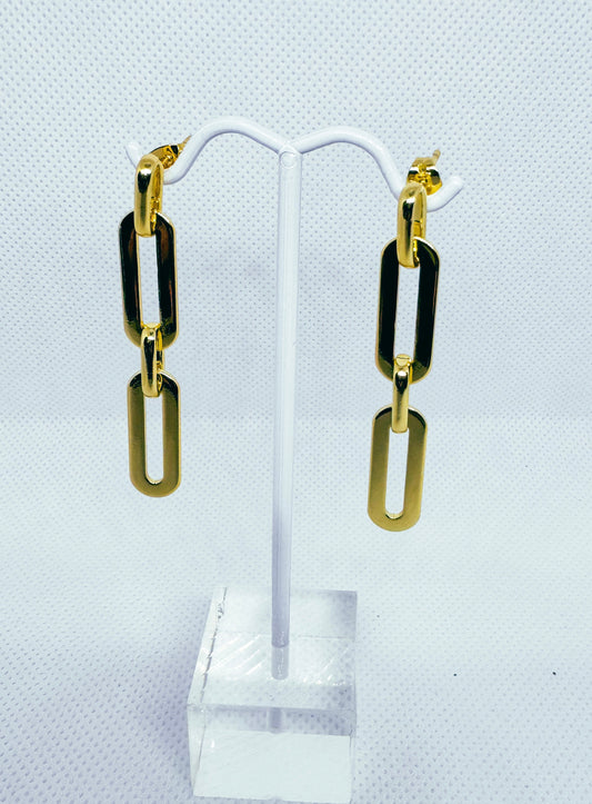 Gold Paperclip Link Earrings