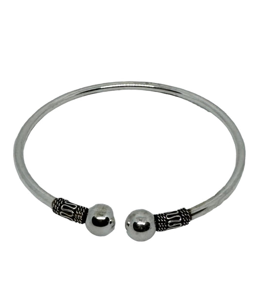 Sterling Silver Open End Cuff Bangle