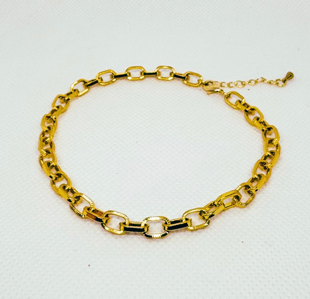 Gold Paperclip Chain Anklet 10"